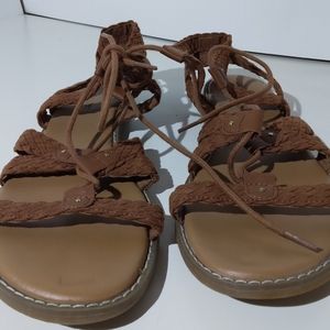 Old Navy Women's Size 9 Strappy Brown Flat Gladiator Sandals
